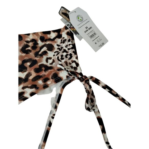 Time and Tru Womens 3XL Watercolor Cheetah Mid Rise Ruched Back Bikini Bottoms - Picture 3 of 5